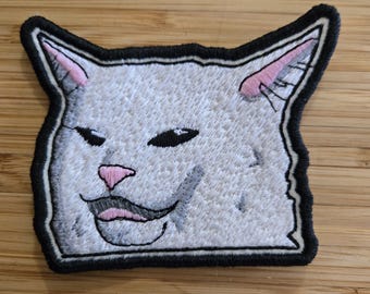 Smudge Cat Meme Patch: Funny Embroidered Iron-On Patch