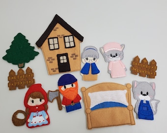 手作りフェルト指人形：赤ずきんストーリーセット - Etsy 日本