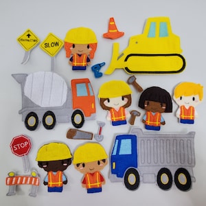 Felt Construction Finger Puppets: Trucks & Workers