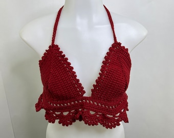 Handvirkad bralette-topp: Mellanstor bomullstopp i boho-stil