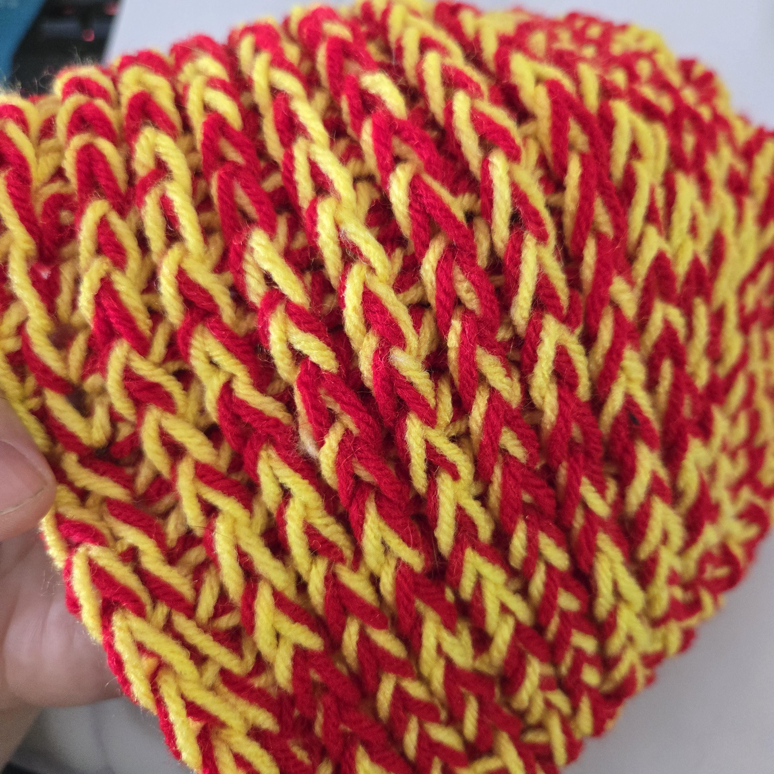 Yellow and Red Crochet Beanie: Funky Acrylic Winter Hat  display picture 1