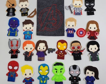 Embroidered Superhero Felt Finger Puppets: Comic Book Hero Busy Bag