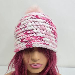 Pink Beanie, Striped Beanie, Streetwear Beanie, Multicolor Beanie, Crochet Beanie, Recycled Beanie, Funky Beanie, Boho Beanie