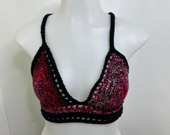 Haut brassière au crochet fait main : soutien-gorge bohème festival moyen en acrylique