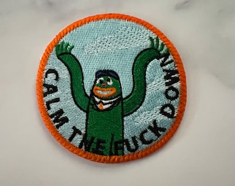 Toppa ricamata Calm Down: applicazione termoadesiva sarcastica