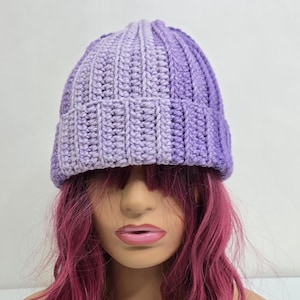 Purple Beanie, Ombre Beanie, Streetwear Beanie, Multicolor Beanie, Crochet Beanie, Recycled Beanie, Funky Beanie, Boho Beanie