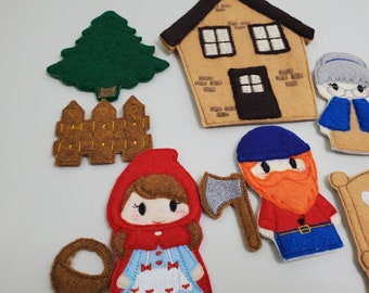 赤ずきんちゃんのフェルト指人形：童謡ごっこ遊び - Etsy 日本