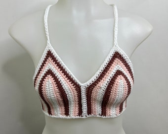 XS Handvirkad Bralette-topp: Bomull Boho Festivaloutfit