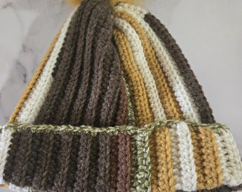Crochet Striped Beanie: Funky Multicolor Acrylic Winter Hat  display picture 2