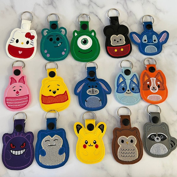 Squishy Animal Keychain, Animal Keychain, Squishy Keychain, Embroidered Keychain, Kawaii Keychain Charm, Embroidered Key Fob, Backpack Charm