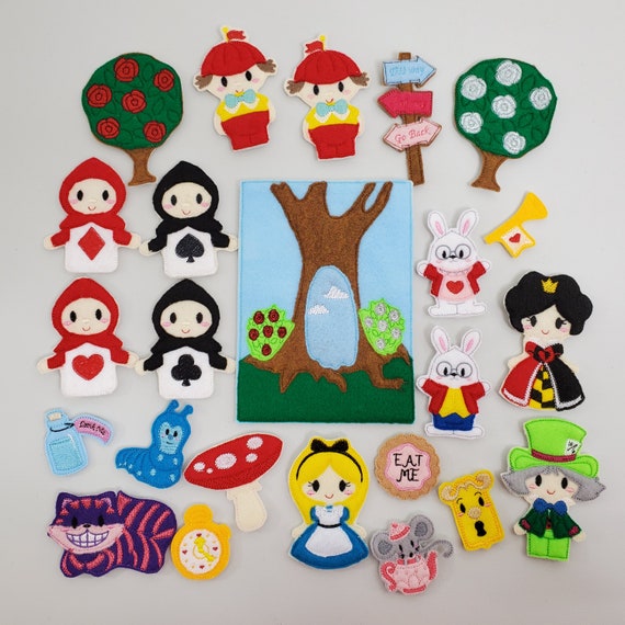 Alice in Wonderland Finger Puppets PDF Pattern: Felt  Alice in Wonderland Finger Puppets Set display picture 1