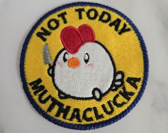 Toppa ricamata divertente: applicazione termoadesiva con pollo sarcastico