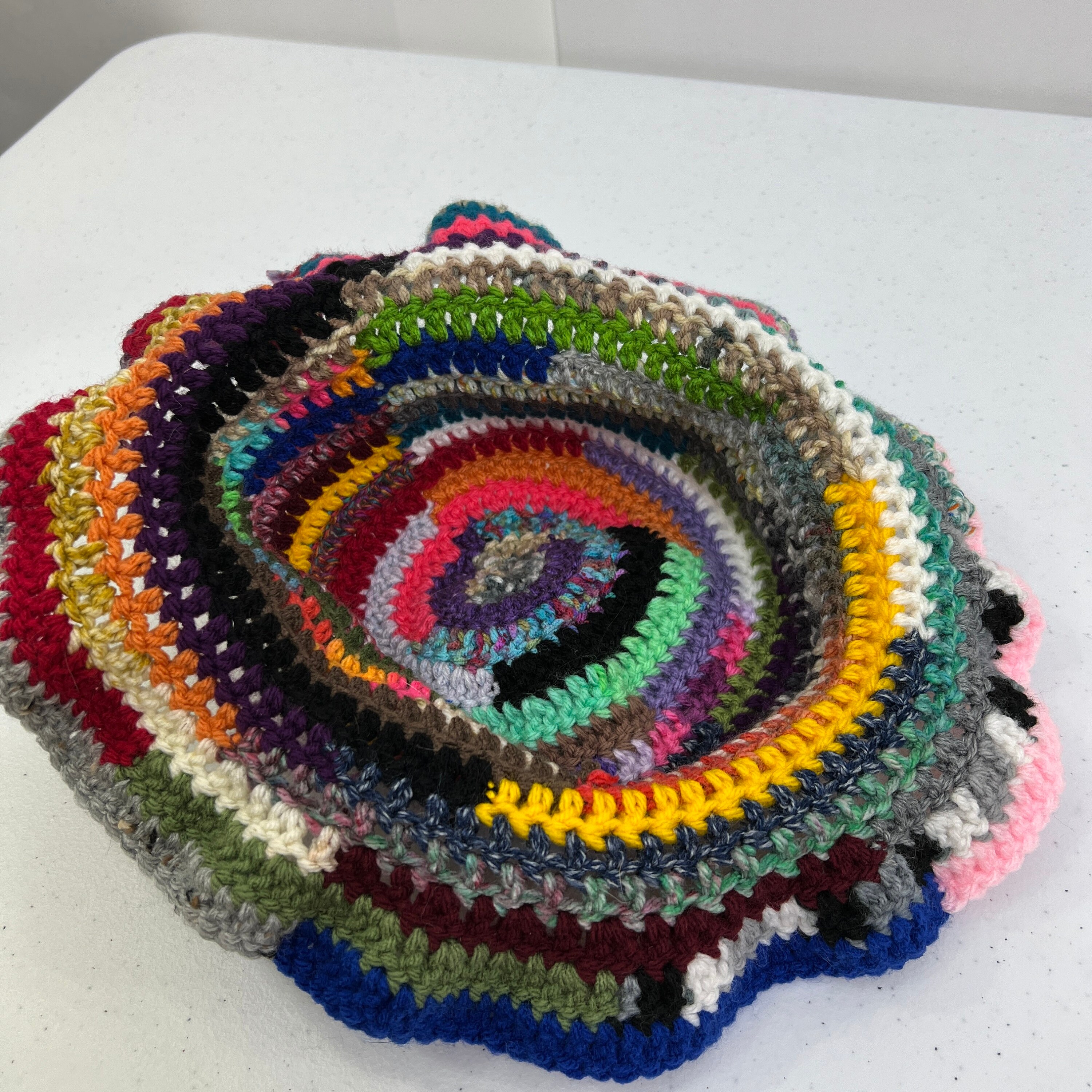 VTG Y2K Handmade Crochet Bucket Hat Multicolor‎ Scrap Yarn Funky Artsy Unisex Scrap Yarn Bucket Hat : r/crochet main image 3