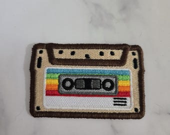 Retro Cassette Tape Embroidered Iron-On Patch