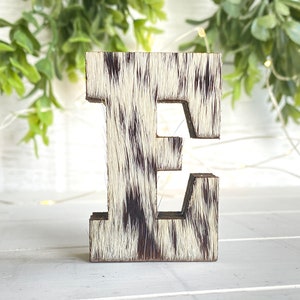 2.5” Freestanding Genuine Cowhide Initial Letter Monogram | Wedding Anniversary Gift | Western Ranch Decor | Mother's Day Valentine's Gift