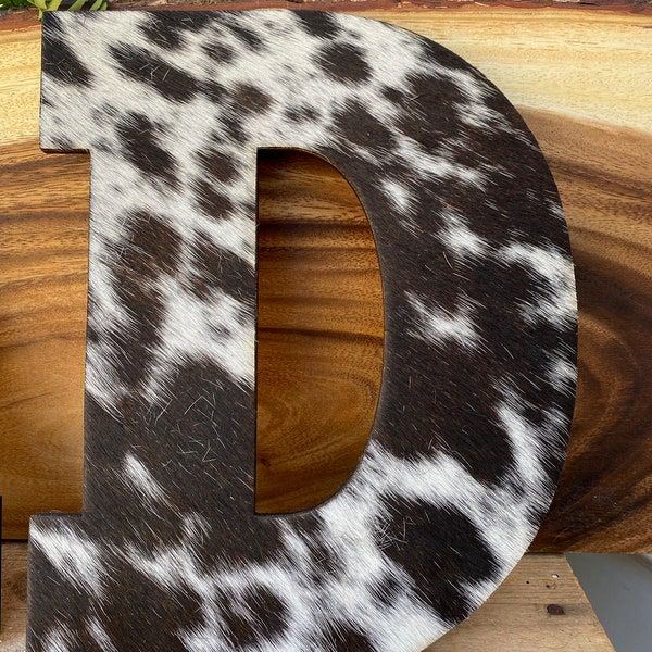 12" Genuine Cowhide Initial Letter Monogram | Wedding Anniversary Gift | Western Ranch Decor | Mother's Day Valentine's Gift