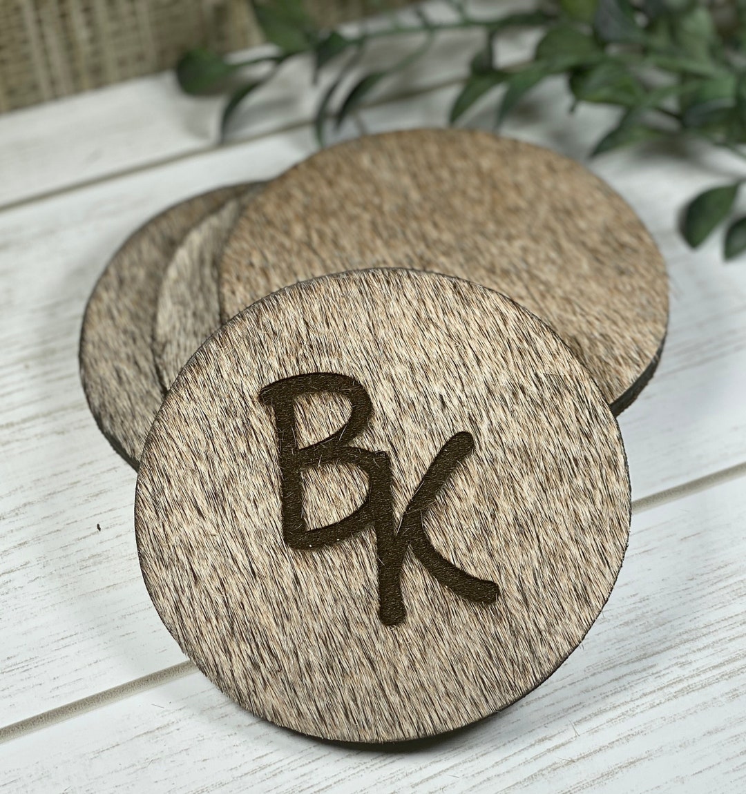Custom Branded Leather Engraved Coasters Wedding Gift Etsy