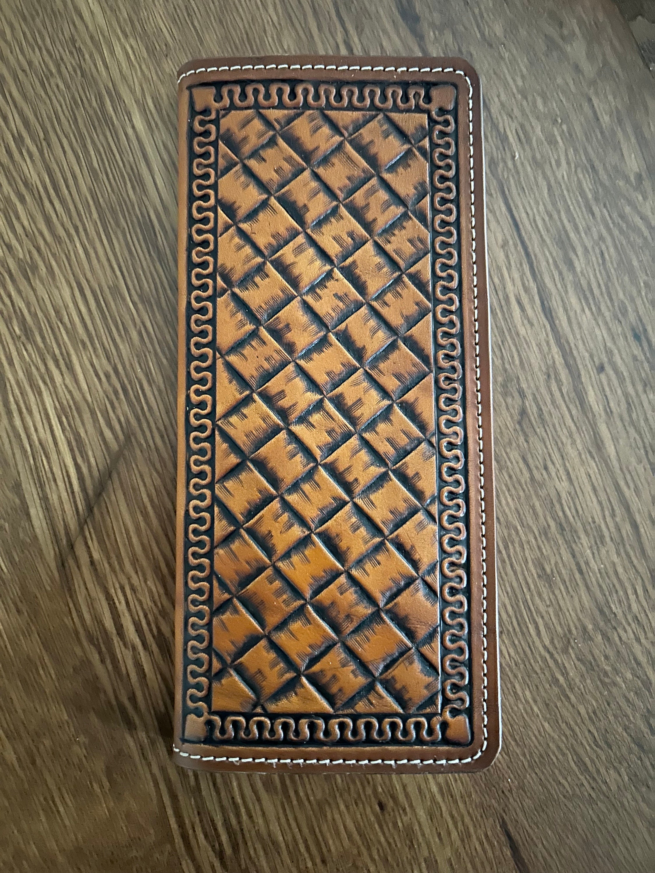 Basketweave Leather Oilfield Tally Book Cover Etsy