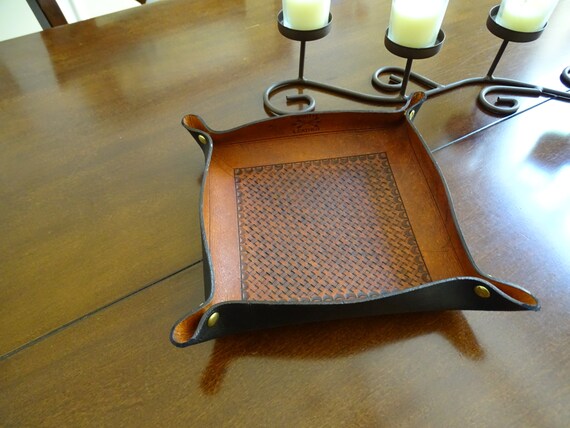 Hand Tooled Leather Desk Valet Etsy