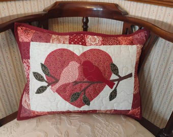 Country/Farmhouse-Quilted-Love Birds-Pillow-16" x 12"