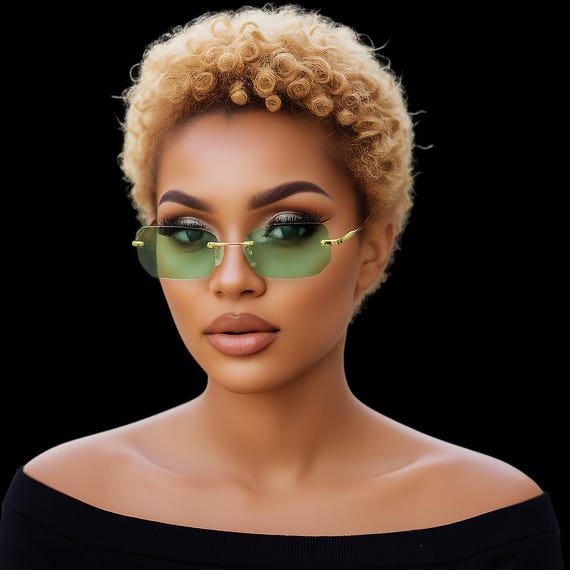 Beez Rimless Geometric Sunglasses | UV400 Unisex Minimalist Fashion Shades | Modern Eyewear