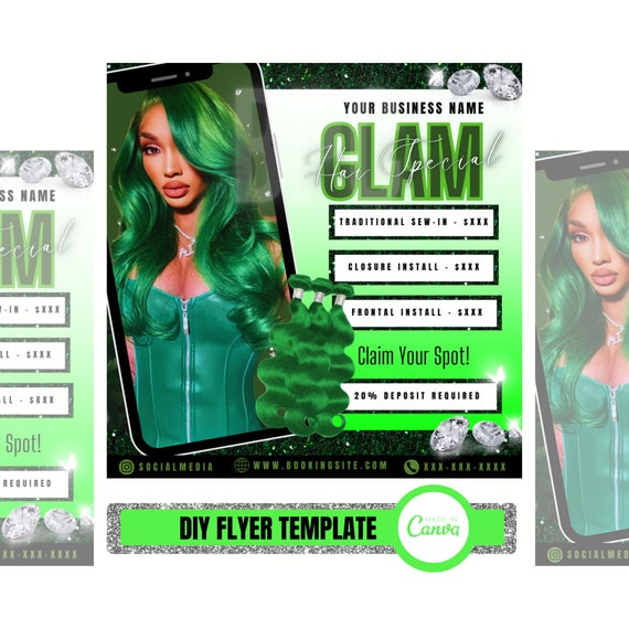 Hair Deals Flyer: Salon Social Media Template (Canva Editable, Digital Download)