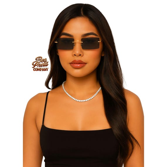 Luxe Sunglasses: Retro Chic Double Bar Frame, Edgy Rectangular Lens Style