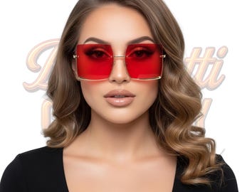 Occhiali da sole magnetici unisex oversize quadrati, audaci, senza montatura, alla moda BeePrettiCo