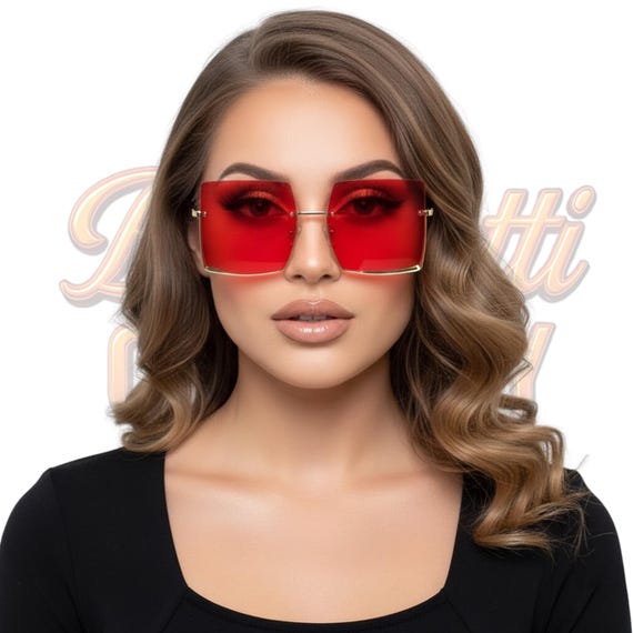 Magnetic Unisex Oversized Square Sunglasses Bold Half Rimless Fashion Shades BeePrettiCo