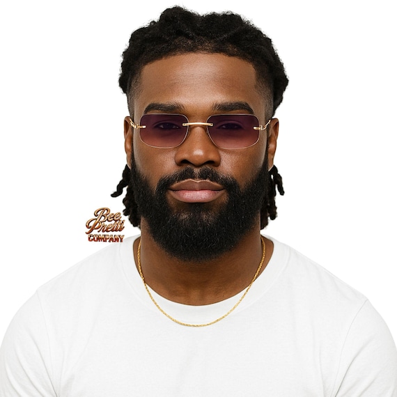 Rimless Sunglasses: Gold Twisted Metal Frame, Minimalist Eyewear