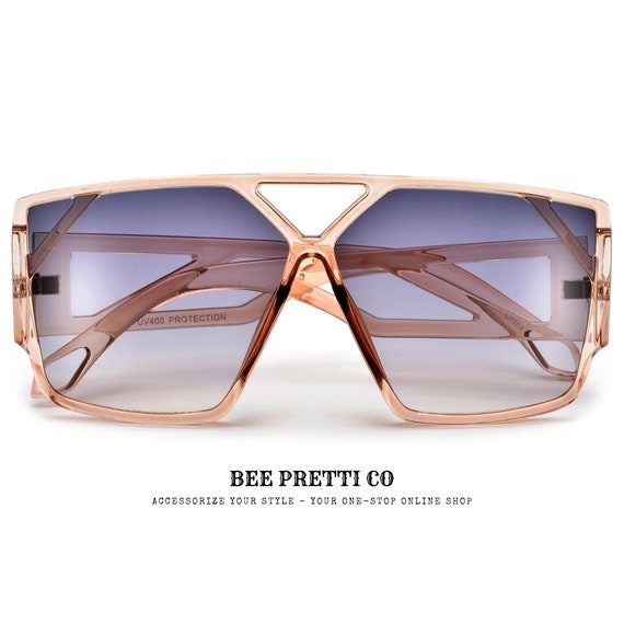 Futuristic Aviator | Oversized Flat Top Sunglasses | Minimalist Boho Chic Eyewear | Statement Fashion Shades | BeePrettiCo