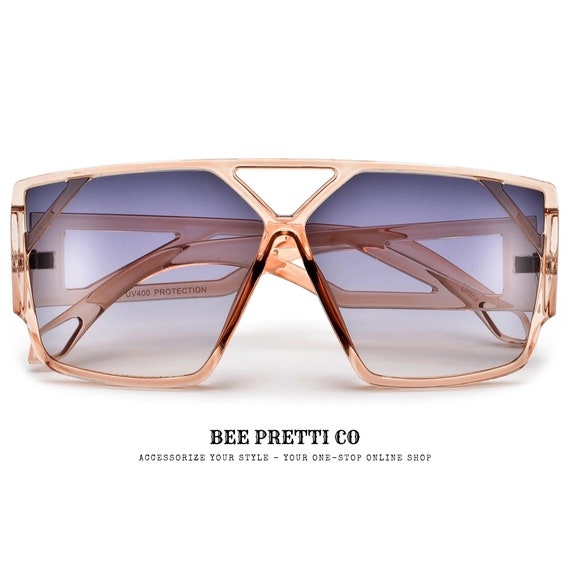 Futuristic Aviator: Oversized Flat Top Design by BeePrettiCo • Minimalist Sunglasses • Boho Chic Eyewear • Affordable