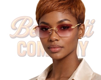 Bosk Rimless Sunglasses Unisex Gold Chain Link Luxury UV Protection Eyewear BeePrettiCo