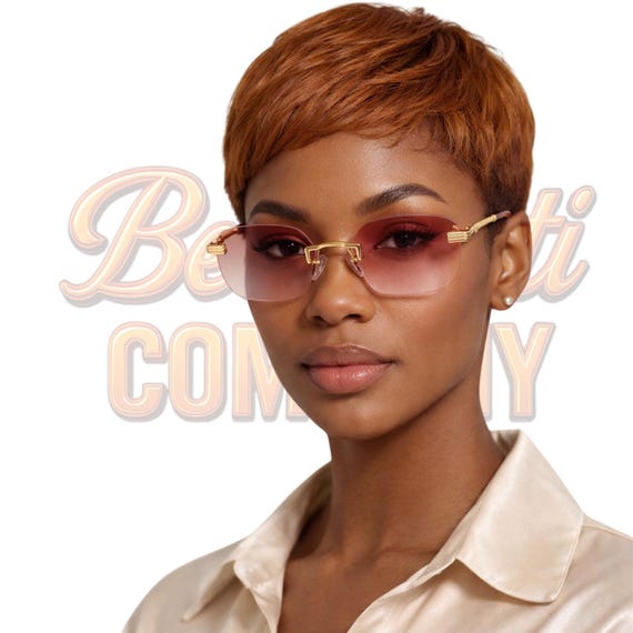 Bosk Rimless Sunglasses Unisex Gold Chain Link Luxury UV Protection Eyewear BeePrettiCo