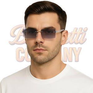 Onlookers Rectangular Rimless Sunglasses Unisex Bold Minimalist UV Protection Shades BeePrettiCo