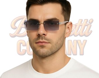 Onlookers Rectangular Rimless Sunglasses Unisex Bold Minimalist UV Protection Shades BeePrettiCo