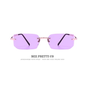 Beez | Geometric Rimless Tinted Sunglasses | UV Protection & Glare Blocking | Minimalist Sleek Eyewear | BeePrettiCo