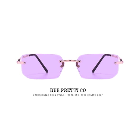Beez | Geometric Rimless Tinted Sunglasses | UV Protection & Glare Blocking | Minimalist Sleek Eyewear | BeePrettiCo