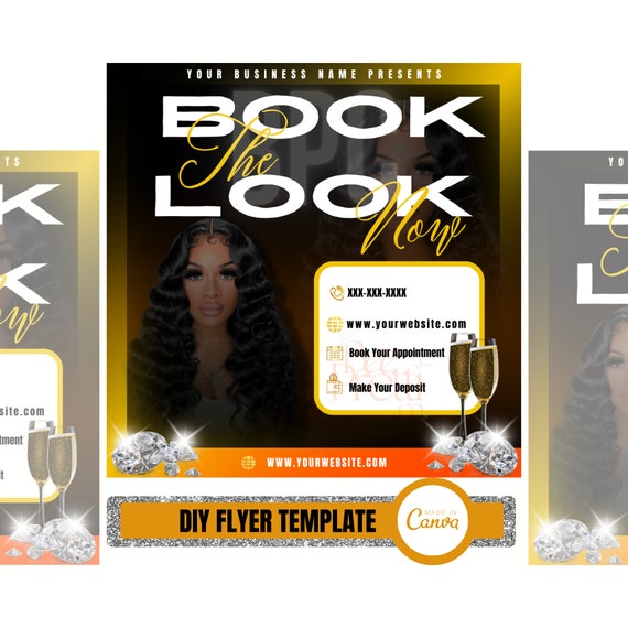 Hair Stylist Book Now Flyer • Flyer Template • Canva Template • Hair • Lashes • Make Up • Nails • Hair Stylist • Boutique • Instagram Flyer