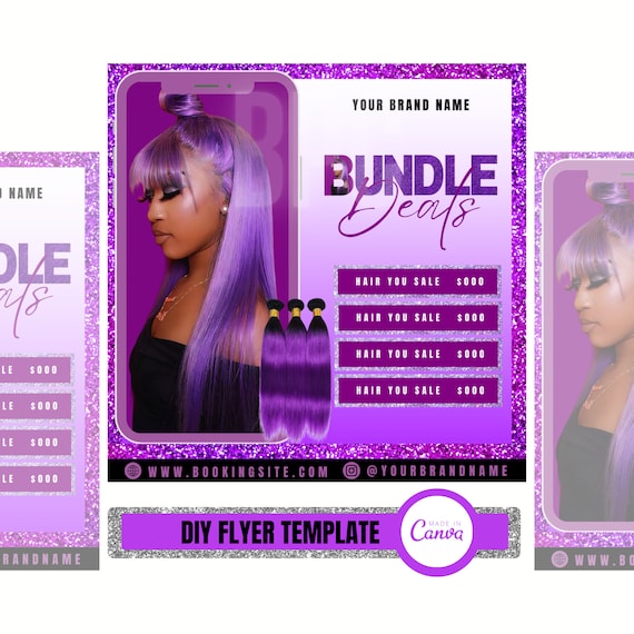 Hair Deals Flyer: Salon Social Media Template (Canva Editable, Digital Download