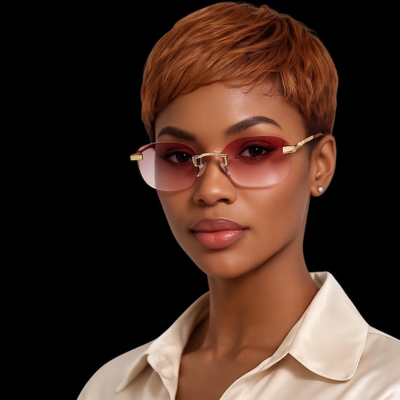 Bosk Rimless Rectangular Sunglasses | Gold Rope UV400 Unisex Luxury Fashion Eyewear