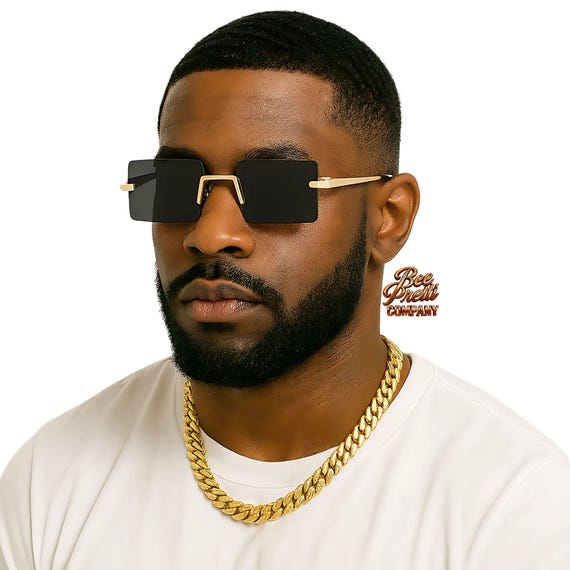 Raybeams Sunglasses: Rimless Rectangular Frame, 90s Inspired Lightweight Retro Fashion Shades