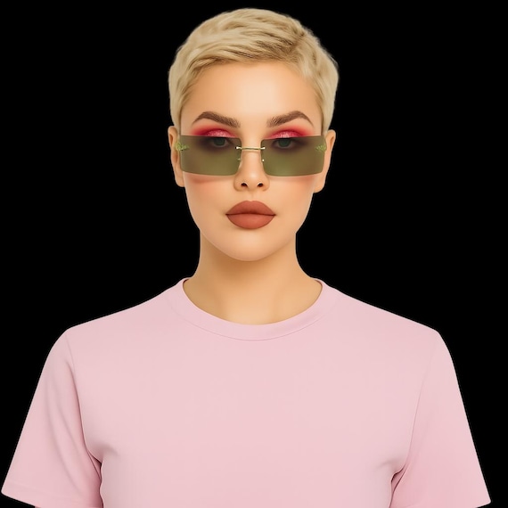 Onlookers Rimless Rectangle Sunglasses | UV400 Unisex Minimalist Fashion Shades | Modern Eyewear