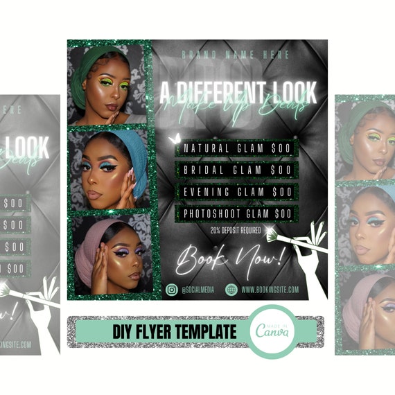 Editable Makeup Artist Flyer Template: Beauty Salon Canva Design (1080x1080px)