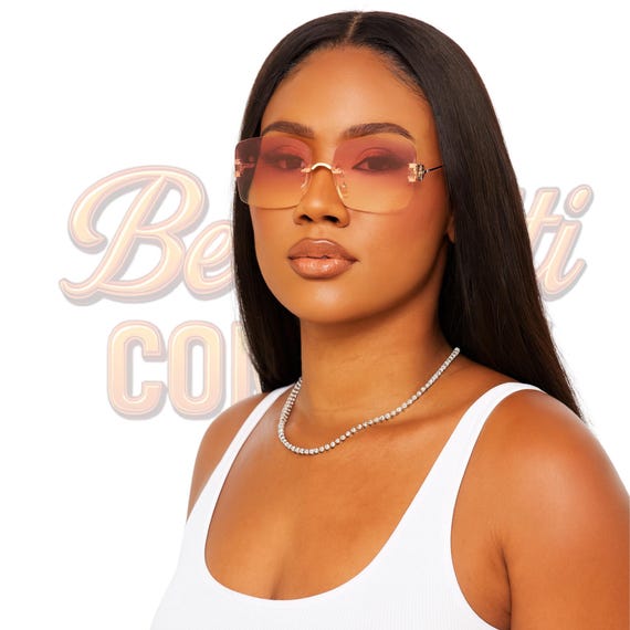 Retro Dam Rounded Square Rimless Sunglasses Oversized Unisex All Season Eyewear