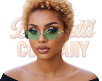 Beez Rimless Sunglasses Geometric Unisex Tinted Lenses UV Protection Minimalist Shades BeePrettiCo