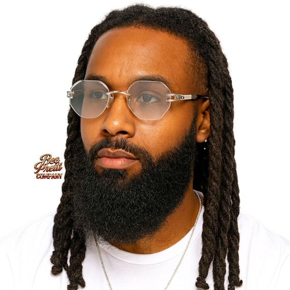 Vintage Vybes Sunglasses: Hexagonal Rimless Frame, Geometric Fashion Shades for Men & Women