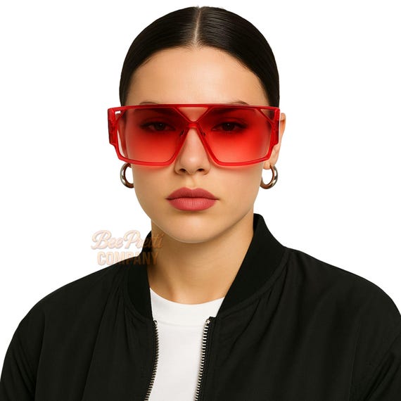 Futuristic Aviator Sunglasses Oversized Flat Top Unisex Geometric UV Protection Shades BeePrettiCo