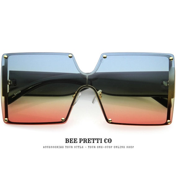 Road Trip | Gradient Square Oversized Sunglasses | Bold Lightweight Eyewear for Travel & Everyday Style | BeePrettiCo