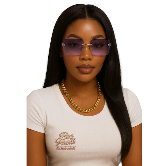 Onlookers Rimless Sunglasses: Slim Frame, Gradient Lenses, Trendy Fashion Eyewear